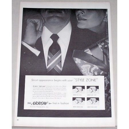 1955 Arrow Style Zone Mens Shirts Print Ad