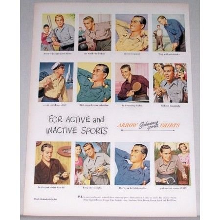 1948 Arrow Gabanaro Sports Shirts Color Print Ad