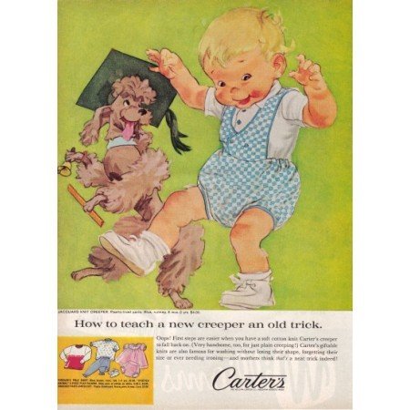 1960 Carter's Jacquard Knit Creeper Clothing Color Art Print Ad