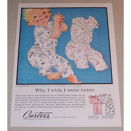 1957 Carter's Dimple Knit Sleepers Color Art Print Ad