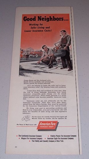 1954 America Fore Insurance Group Color Art Print Ad