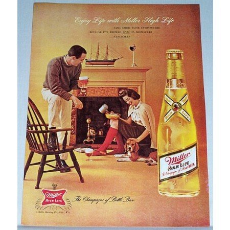 1962 Miller High Life Beer Color Print Ad