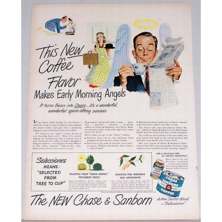 1948 Chase and Sanborn Coffee Color Art Ad - Bears Into Dears