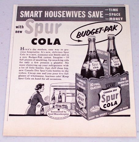 1953 Canada Dry Budget-Pak Spur Cola Vintage Beverage Print Ad