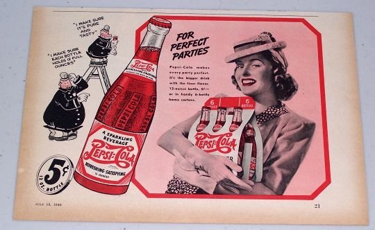 1940 Pepsi Cola Soda Beverage Pepsi Pete Art Color Print Ad