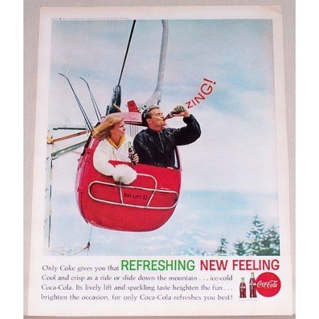 1962 Coca Cola Coke Soft Drink Skiing Ski Lift 11 Color Print Ad