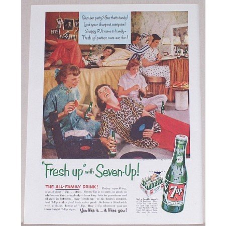 1954 7 UP Soda Color Print 7up Ad - Slumber Party