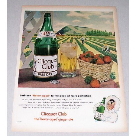 1946 Clicquot Club Ginger Ale Strawberry Fields Color Art Print Ad
