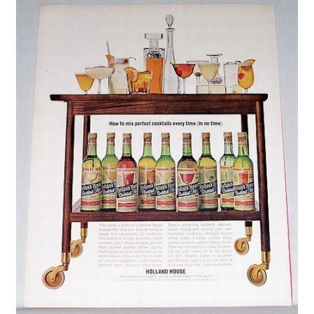 1961 Holland House Cocktail Mix Color Print Ad