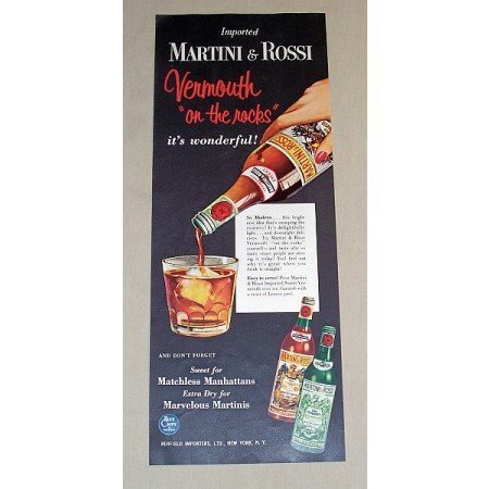 1954 Martini Rossi Vermouth Color Print Ad
