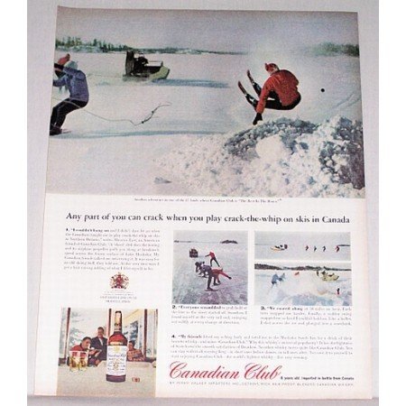 1963 Canadian Club Whiskey Ontario Skiing Color PrintAd