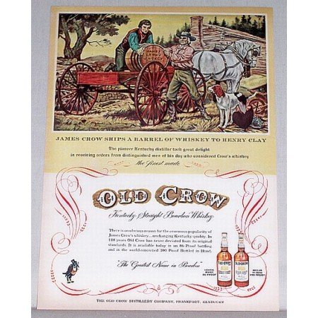 1953 Old Crow Bourbon Whiskey James Crow Art Color Print Ad
