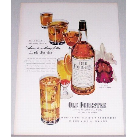 1948 Old Forester Bourbon Whiskey Color Print Ad