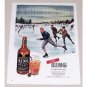 1945 King Black Label Whiskey Winter Ice Skating Art Color Print Ad