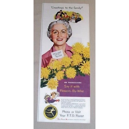 1954 FTD Florist Color Print Ad - Greeting To The Family