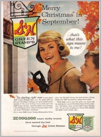 1960 S & H Green Stamps Color Print Ad - Christmas In September