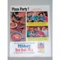 1957 Pillsbury Hot Roll Mix 2 Page Color Print Ad - Pizza Party