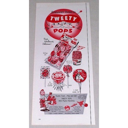 1956 Tweety Pops Lollypops Color Candy Print Ad