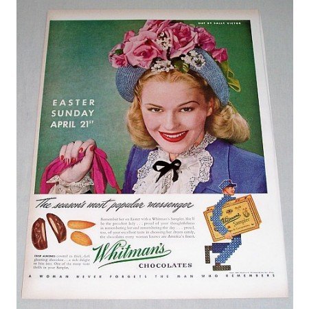 1946 Whitman's Chocolates Color Print Ad - Popular Messenger