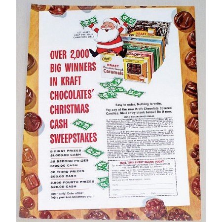 1963 Kraft Chocolate Covered Caramel Color Christmas Ad