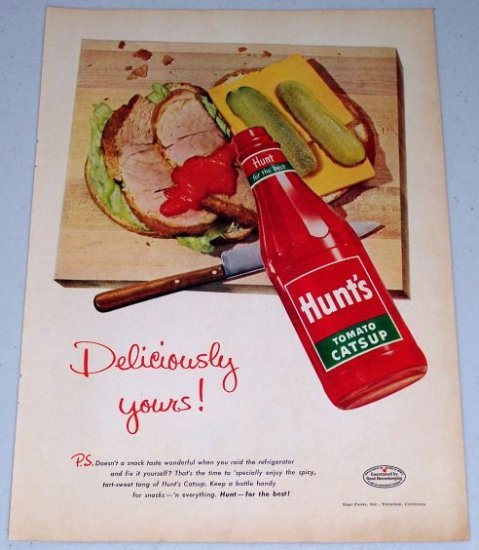 1955 Hunt's Tomato Catsup Color Food Art Print Ad