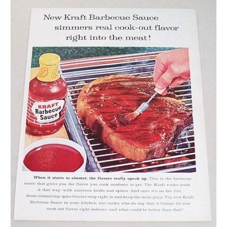 1960 Kraft Barbecue Sauce Color Print Ad - Cook-Out Flavor