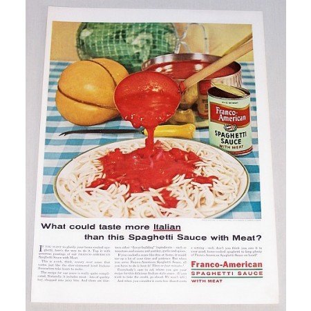 1955 Franco American Spaghetti Sauce with Meat Color Print Ad
