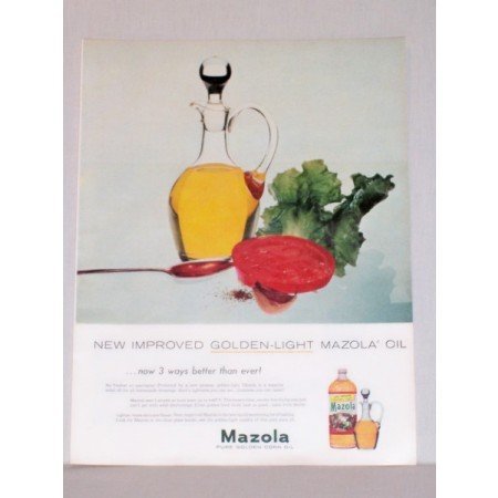 1957 Mazola Golden Light Corn Oil Color Print Ad
