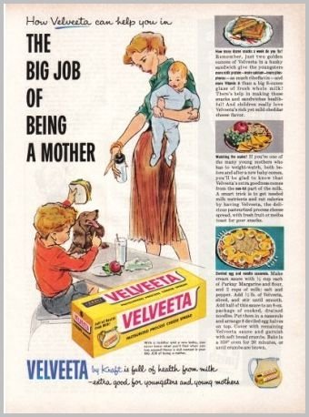 1960 Velveeta Cheese Art Color Print Ad - Big Job Being A Mother