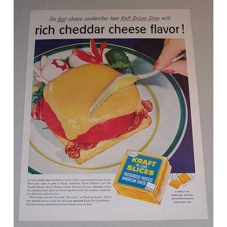 1957 Kraft Deluxe Cheese Slices Color Print Ad