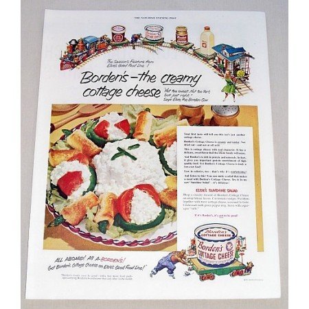 1952 Borden's Cottage Cheese Sunshine Salad Recipe Color Print Ad