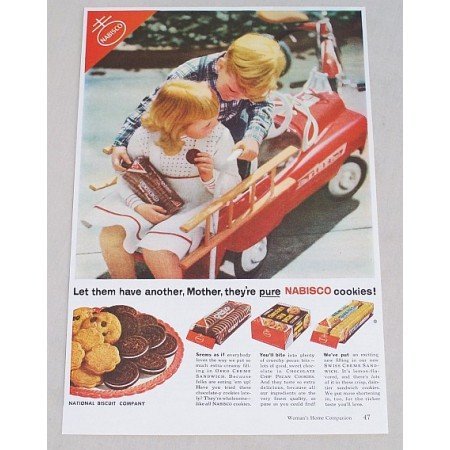 1954 Nabisco Cookies Fire Truck Pedal Car Color Print Ad
