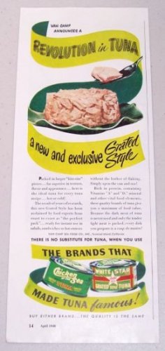 1948 Chicken Of The Sea White Star Tuna Color Print Ad