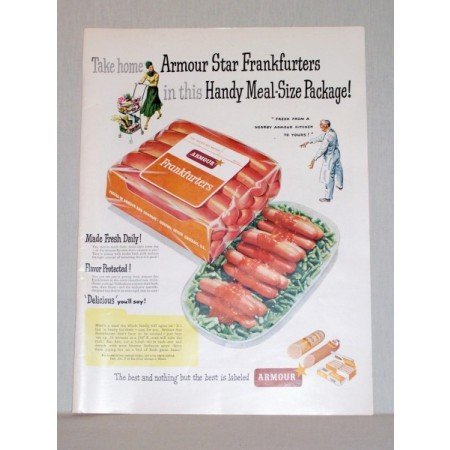 1948 Armour Star Frankfurters Hot Dogs Color Print Ad