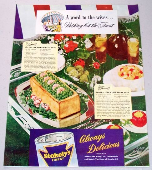 1945 Stokely's Van Camp Food Products Color Print Ad