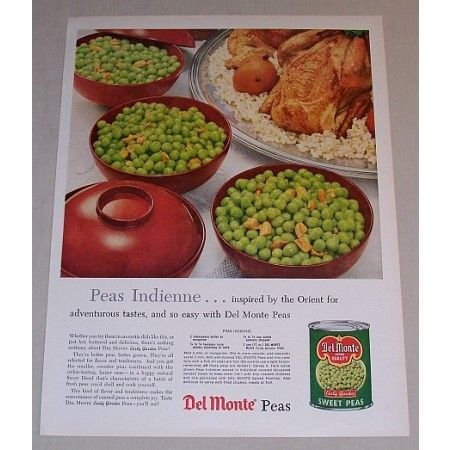 1958 Del Monte Sweet Peas Color Print Ad - Peas Indienne