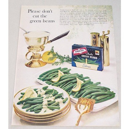 1961 Birds Eye Whole Green Beans Color Print Ad