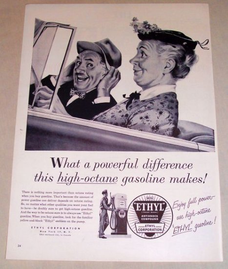 1954 Ethyl Corp. Gas Oil Art Vintage Print Ad