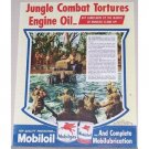 1945 Mobil Oil Gas Jungle Combat Wartime Vintage Color Print Ad