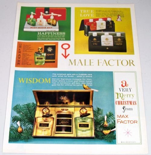 1961 Max Factor Man Factor Mens Products Vintage Color Print Ad