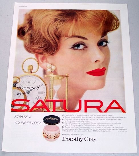 1958 Dorothy Gray Satura Moisture Cream Vintage Color Print Ad