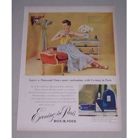 1949 Bourjois Evening in Paris Perfume Color Print Ad