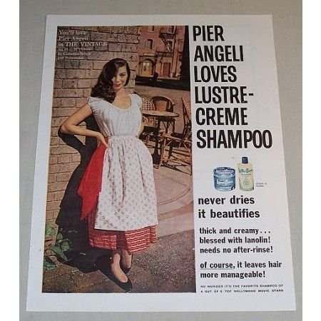 1957 Lustre-Creme Shampoo Vintage Color Print Ad Celebrity Pier Angeli