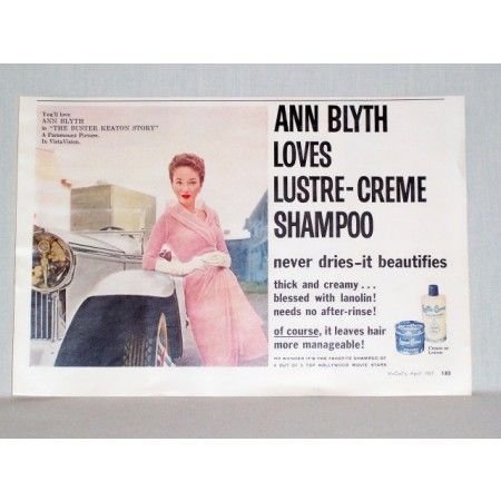 1957 Lustre Creme Shampoo Vintage Color Print Ad Celebrity Ann Blyth