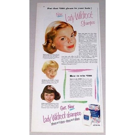 1952 Lady Wildroot Shampoo Vintage Color Print Ad - $100 Gleam