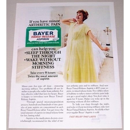 1971 Bayer Time Release Aspirin Vintage Color Print Ad - Fast Relief