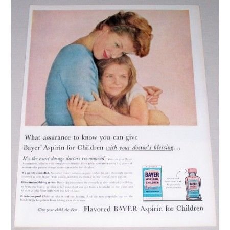 1960 Bayer Aspirin for Children Color Print Ad - Doctor's Blessing
