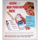 1958 Gleem Toothpaste Push Button Pack Color Print Ad