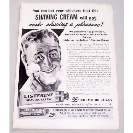 1944 Listerine Shaving Cream Vintage Print Ad - Make Shaving A Pleasure