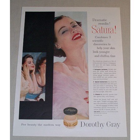 1957 Dorothy Gray Satura Cream Color Print Ad